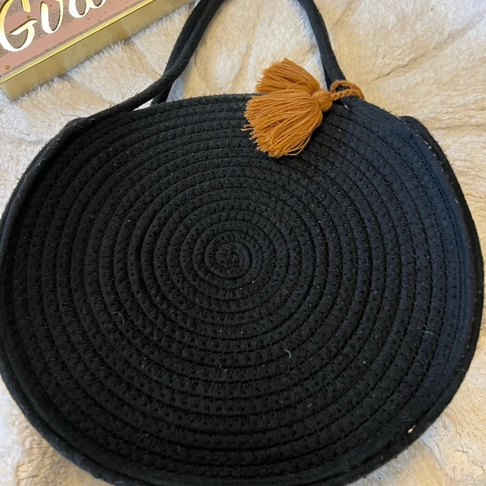 Black Macrame Hand Bag with Tassle